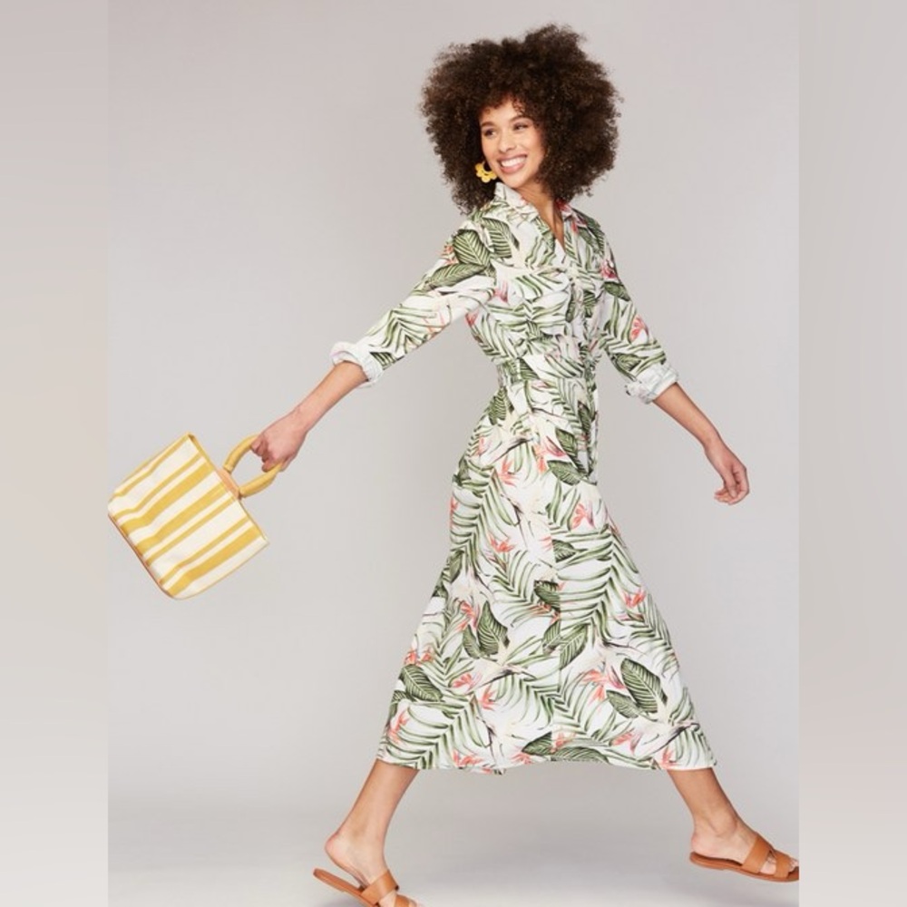 Roller Rabbit Green and Red Leaf Print Dress